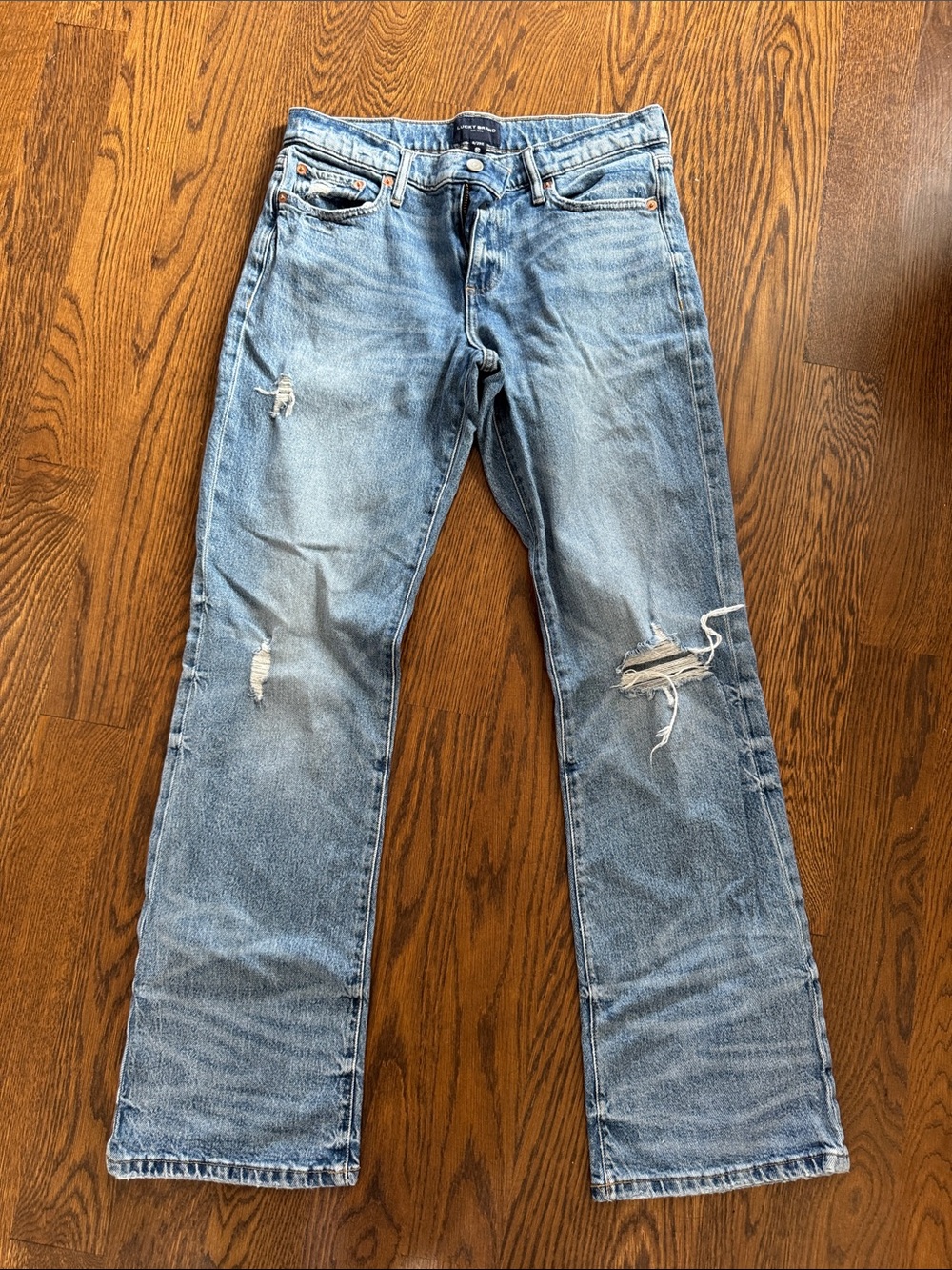 Lucky Brand Light Wash Distressed Straight-Leg Jeans